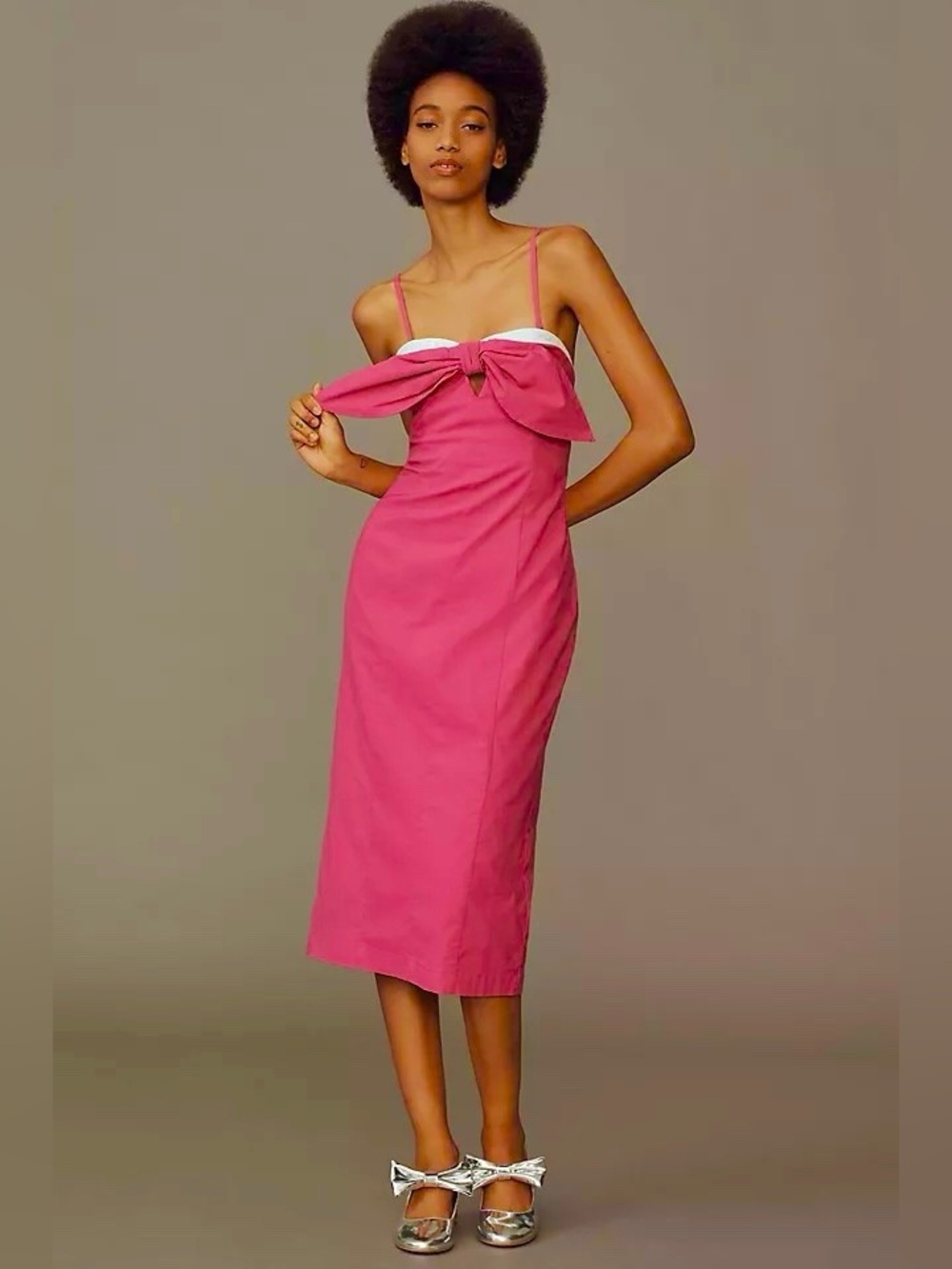 NWT Anthropologie Strapless Bow-Front Midi Dress Women M Pink Party Cocktail